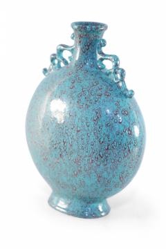 Chinese Teal and Red Crackle Porcelain Moon Flask Vase - 4200613