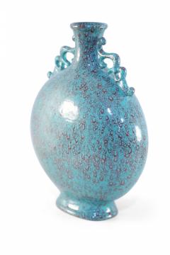 Chinese Teal and Red Crackle Porcelain Moon Flask Vase - 4200623