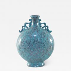 Chinese Teal and Red Crackle Porcelain Moon Flask Vase - 4263140
