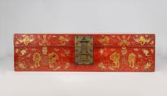 Chinese Tibetan Red Lacquered Leather Trunk - 3243724
