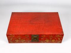 Chinese Tibetan Red Lacquered Leather Trunk - 3243734