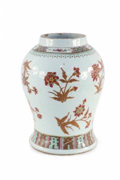 Chinese White Brown and Red Floral Design Porcelain Vase - 4408559