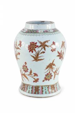 Chinese White Brown and Red Floral Design Porcelain Vase - 4408560
