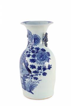 Chinese White and Blue Chrysanthemum and Bird Porcelain Urn - 4200087