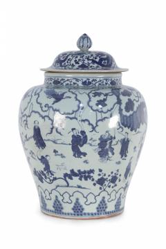Chinese White and Blue Figurative Porcelain Ginger Jar - 4408529
