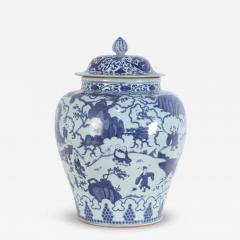 Chinese White and Blue Figurative Porcelain Ginger Jar - 4412616