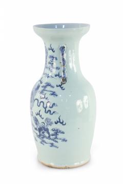 Chinese White and Blue Foo Dog Design Porcelain Urn - 4200863
