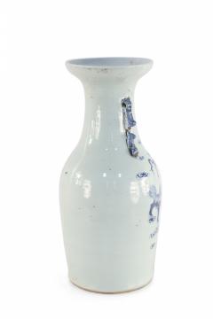 Chinese White and Blue Foo Dog and Serpent Design Porcelain Urn - 4199948