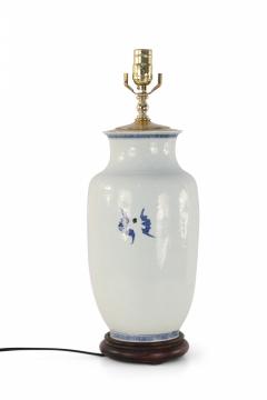 Chinese White and Blue Gaming Scene Table Lamp - 4170987