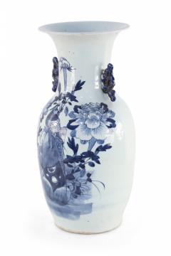 Chinese White and Blue Garden and Bird Design Porcelain Urn - 4200076