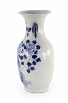 Chinese White and Blue Lily Pad and Floral Design Porcelain Urn - 4199928