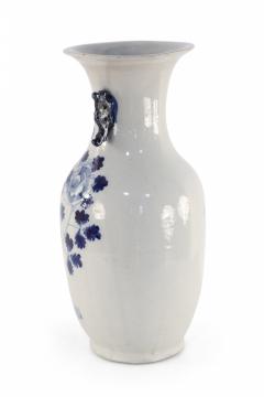 Chinese White and Blue Lily Pad and Floral Design Porcelain Urn - 4199929