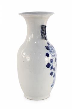 Chinese White and Blue Lily Pad and Floral Design Porcelain Urn - 4199931