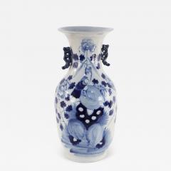 Chinese White and Blue Lily Pad and Floral Design Porcelain Urn - 4260630