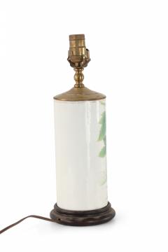 Chinese White and Floral Column Porcelain Table Lamp - 4671174