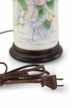 Chinese White and Floral Column Porcelain Table Lamp - 4671178