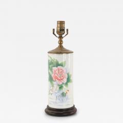 Chinese White and Floral Column Porcelain Table Lamp - 4735120
