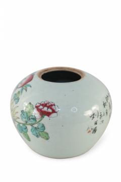 Chinese White and Floral Rounded Porcelain Watermelon Jar - 4198483