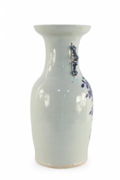 Chinese White and Navy Blue Botanical Design Porcelain Urn - 4200325