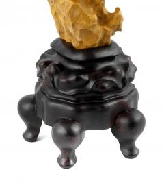 Chinese Yellow Scholar Taihu Stone on Wood Stand - 4005756