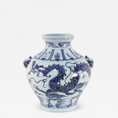 Chinese Yuan Style White and Blue Dragon Motif Porcelain Pot - 4260713