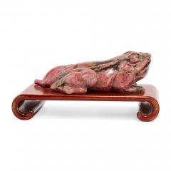 Chinese carved rhodonite model of a toad - 4467180