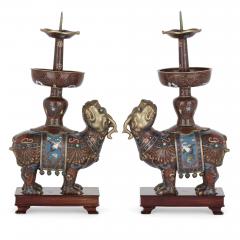 Chinese dragon form cloisonn enamel candelabra - 2712473