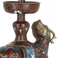 Chinese dragon form cloisonn enamel candelabra - 2712483