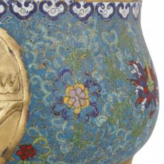 Chinese floral Islamic style cloisonn enamel and ormolu vase - 3585826