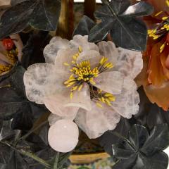 Chinese hardstone and cloisonn enamel flower tree model - 3635257