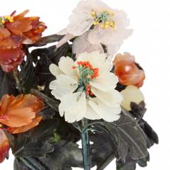 Chinese hardstone flower model in a cloisonn enamel flowerpot - 3672463
