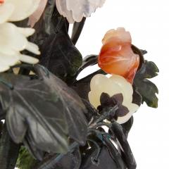 Chinese hardstone flower model in a cloisonn enamel flowerpot - 3672466