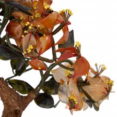 Chinese hardstone flower model in a cloisonn enamel pot - 3635252
