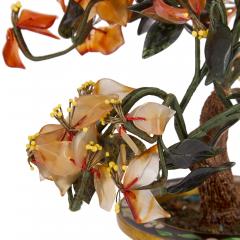Chinese hardstone flower model in a cloisonn enamel pot - 3635261