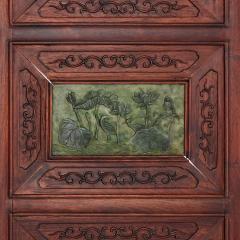 Chinese hardwood and nephrite screen - 1469719