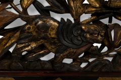 Chinese horizontal filigree carved wall plaque with foo dogs - 4650059