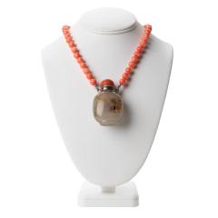 Chinese shadow agate snuff bottle necklace 1800s  - 3300414