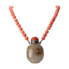 Chinese shadow agate snuff bottle necklace 1800s  - 3302204