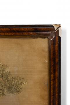 Chinese silk embroidery of herons on land and lake in a mahogany frame - 4669602