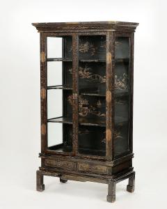 Chinoiserie Black Lacquer Bookcase Display Cabinet - 1841185