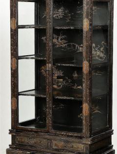 Chinoiserie Black Lacquer Bookcase Display Cabinet - 1841187