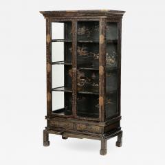 Chinoiserie Black Lacquer Bookcase Display Cabinet - 1841780