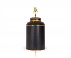 Chinoiserie Black and Gold Landscape Hand Painted Tole Tea Caddy Table Lamp - 4170813