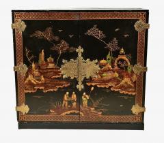 Chinoiserie Cabinet On Stand Japanned Finish c 1950 1960 - 4813155
