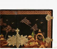 Chinoiserie Cabinet On Stand Japanned Finish c 1950 1960 - 4813156