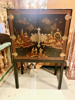 Chinoiserie Cabinet On Stand Japanned Finish c 1950 1960 - 4813159