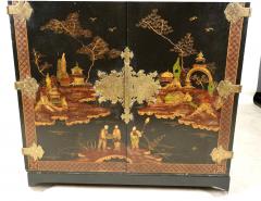 Chinoiserie Cabinet On Stand Japanned Finish c 1950 1960 - 4813164