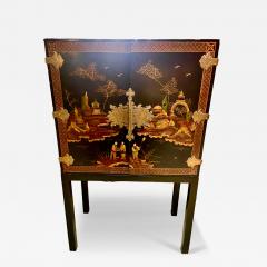 Chinoiserie Cabinet On Stand Japanned Finish c 1950 1960 - 4816278