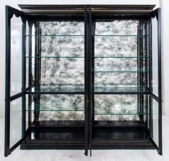 Chinoiserie Display Cabinet Hand Gilt Black Lacquered Wood Vitrine - 3008175