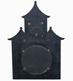 Chinoiserie Ebonized Two Tiered Pagoda Topped Mirror - 4685394